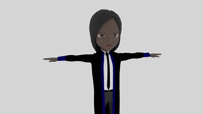 Graduate - Cartoon Character Afro Woman Low-poly 3D model