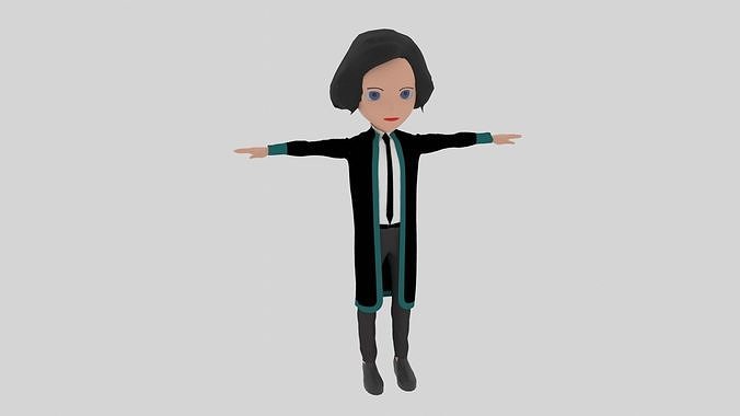 Graduate - Cartoon Character Woman Low-poly 3D model