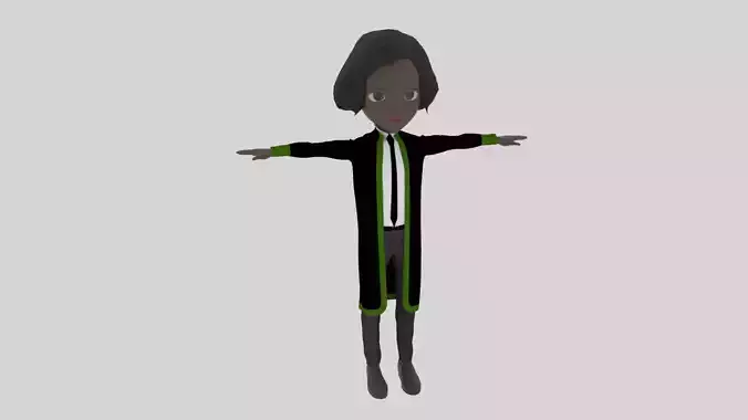 Graduate - Cartoon Character Afro Woman Low-poly 3D model