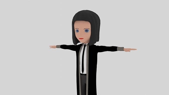 Graduate - Cartoon Character Woman Low-poly 3D model