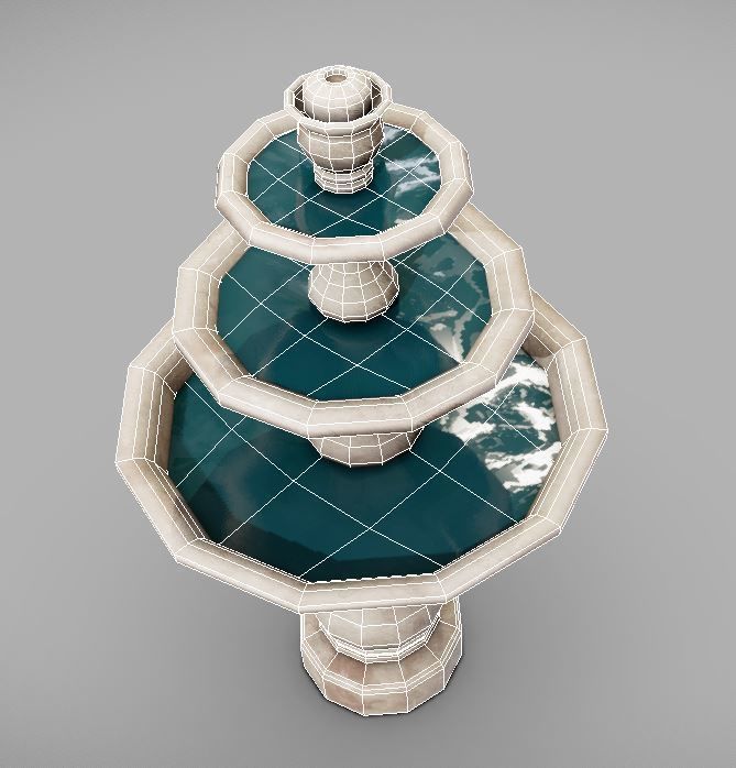 Fountain Low-poly 3D model_5