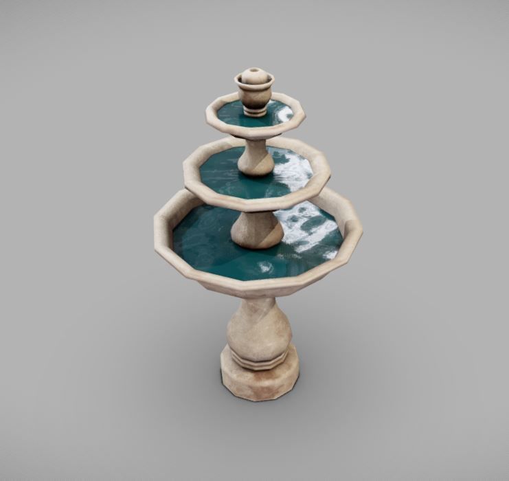 Fountain Low-poly 3D model_1