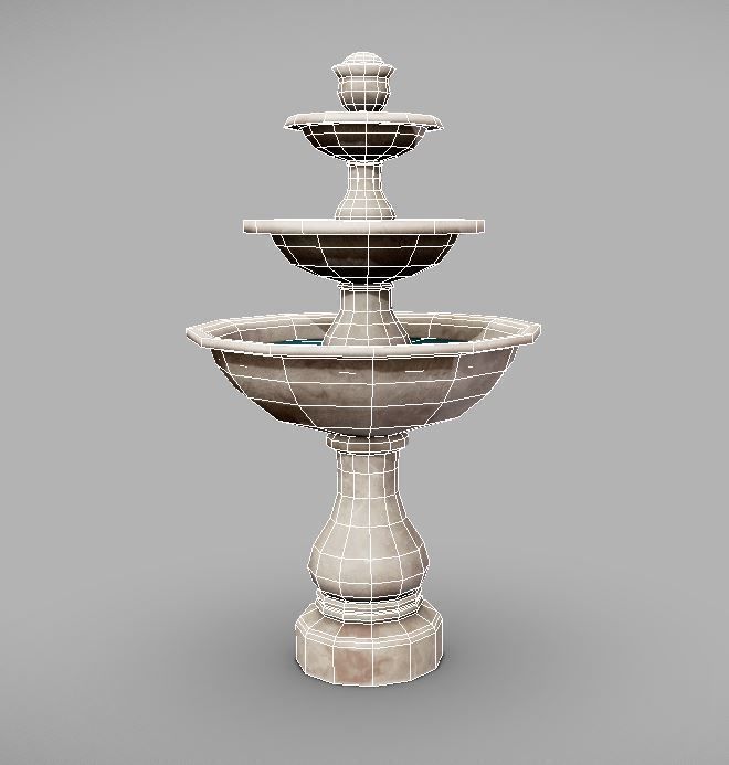 Fountain Low-poly 3D model_4