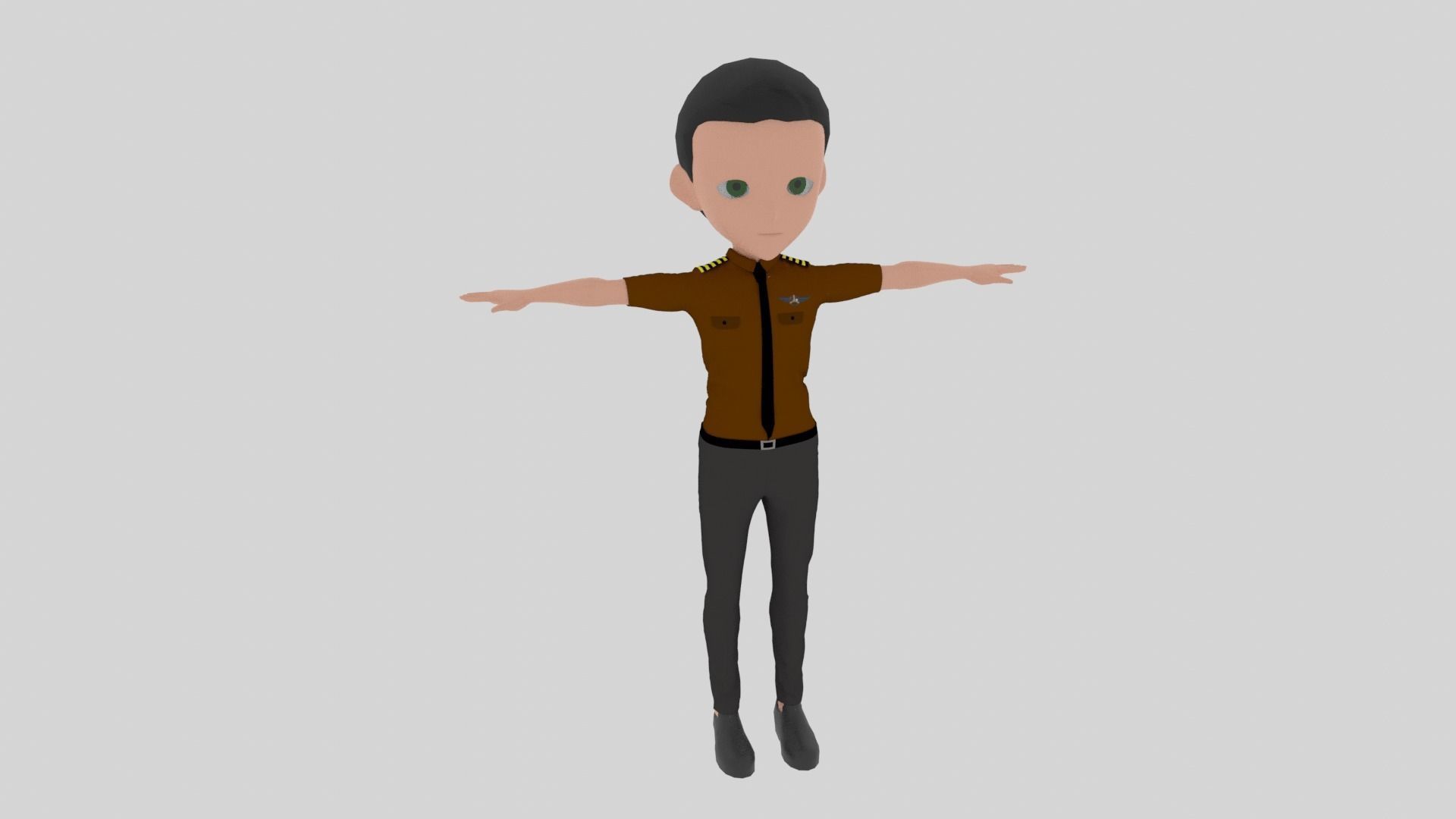 Pilot - Cartoon Character Man  Low-poly 3D model_1