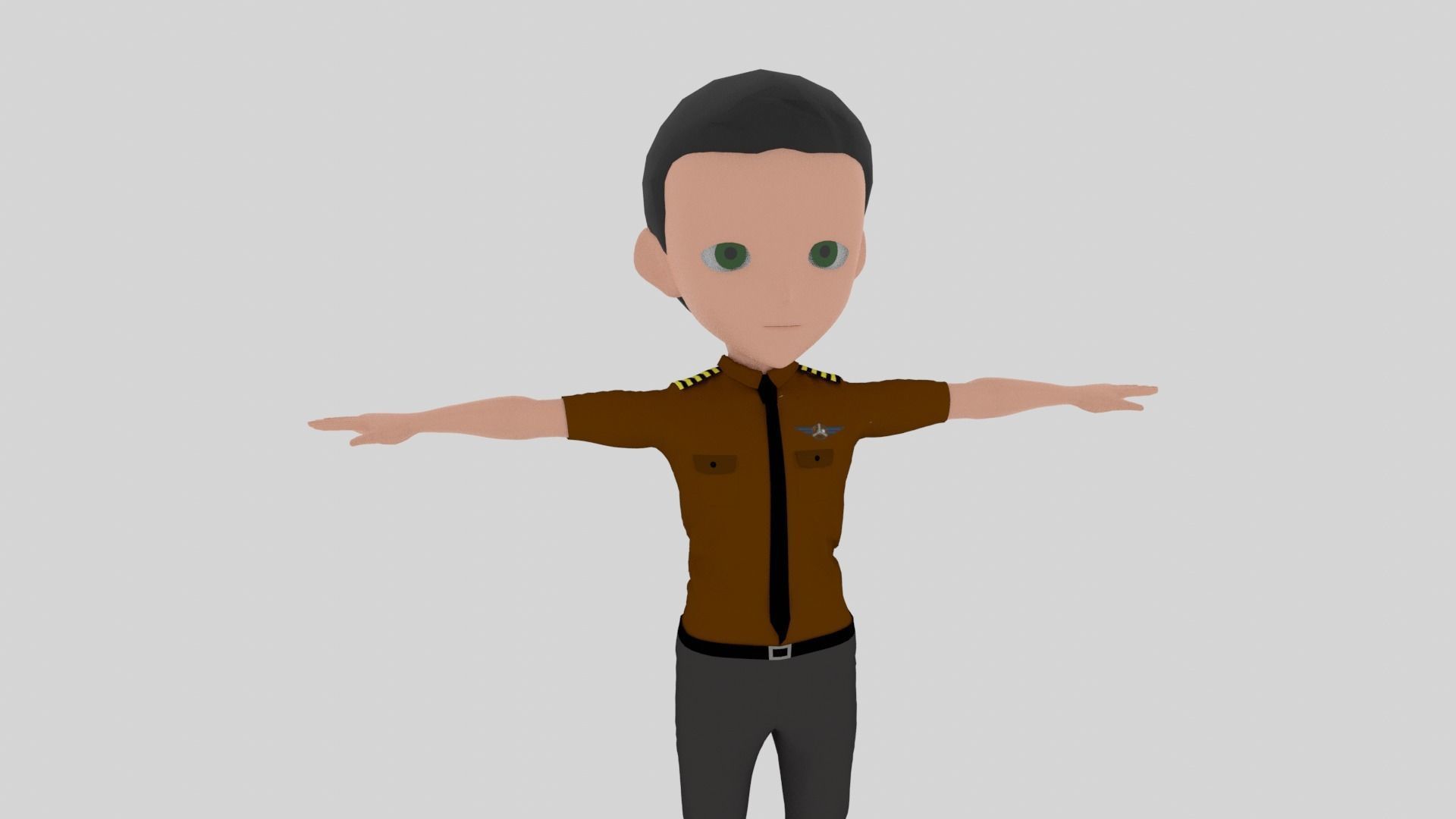 Pilot - Cartoon Character Man  Low-poly 3D model_4