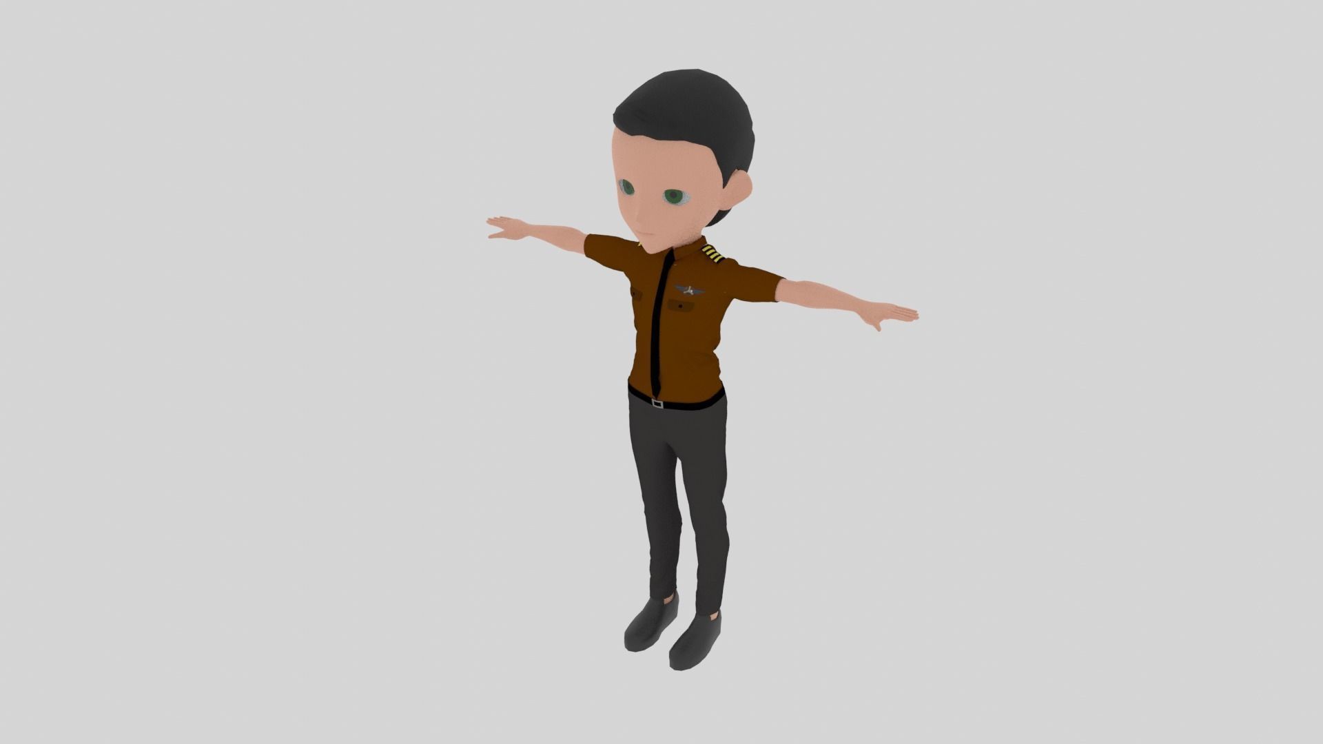 Pilot - Cartoon Character Man  Low-poly 3D model_2