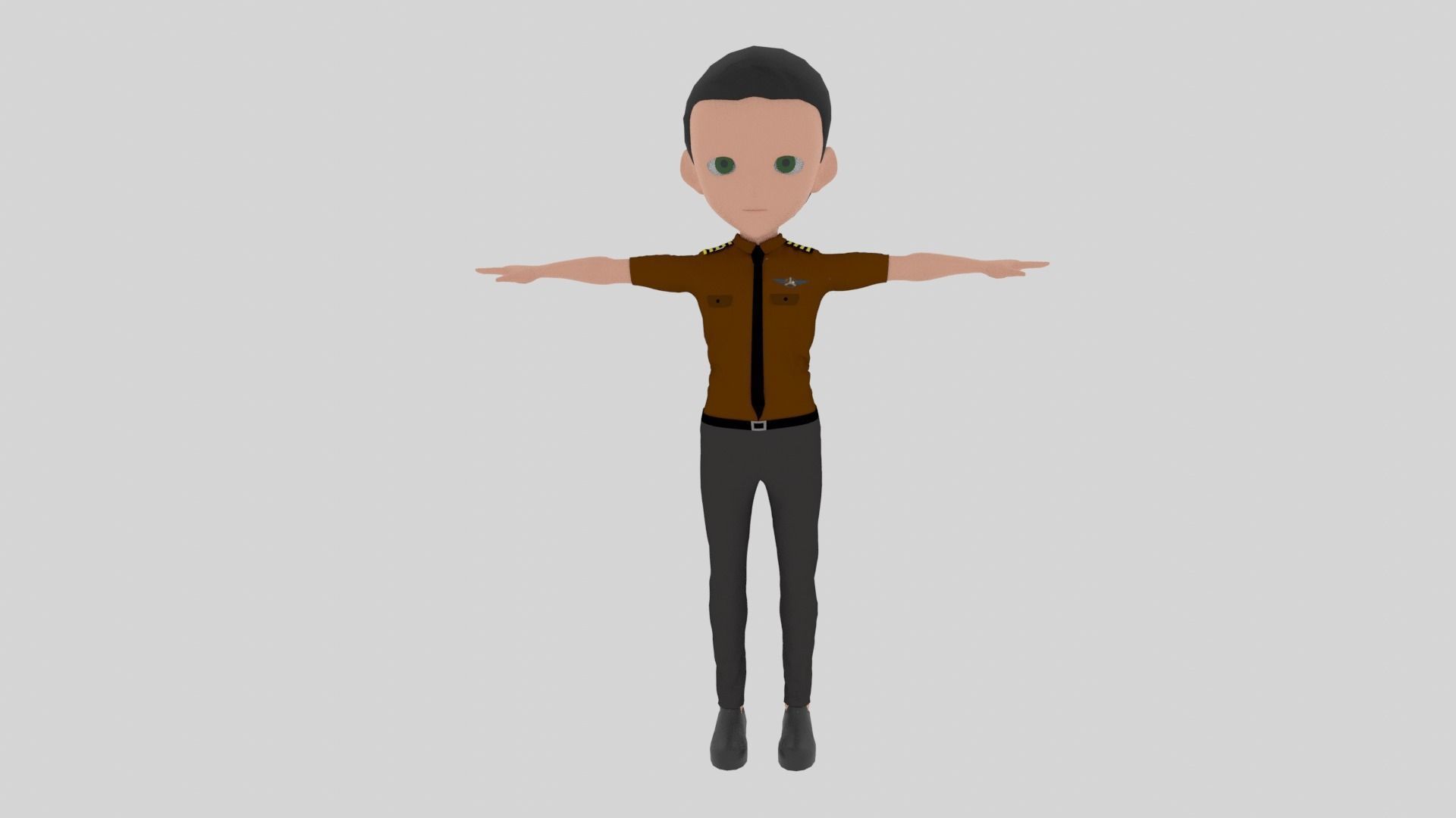 Pilot - Cartoon Character Man  Low-poly 3D model_3