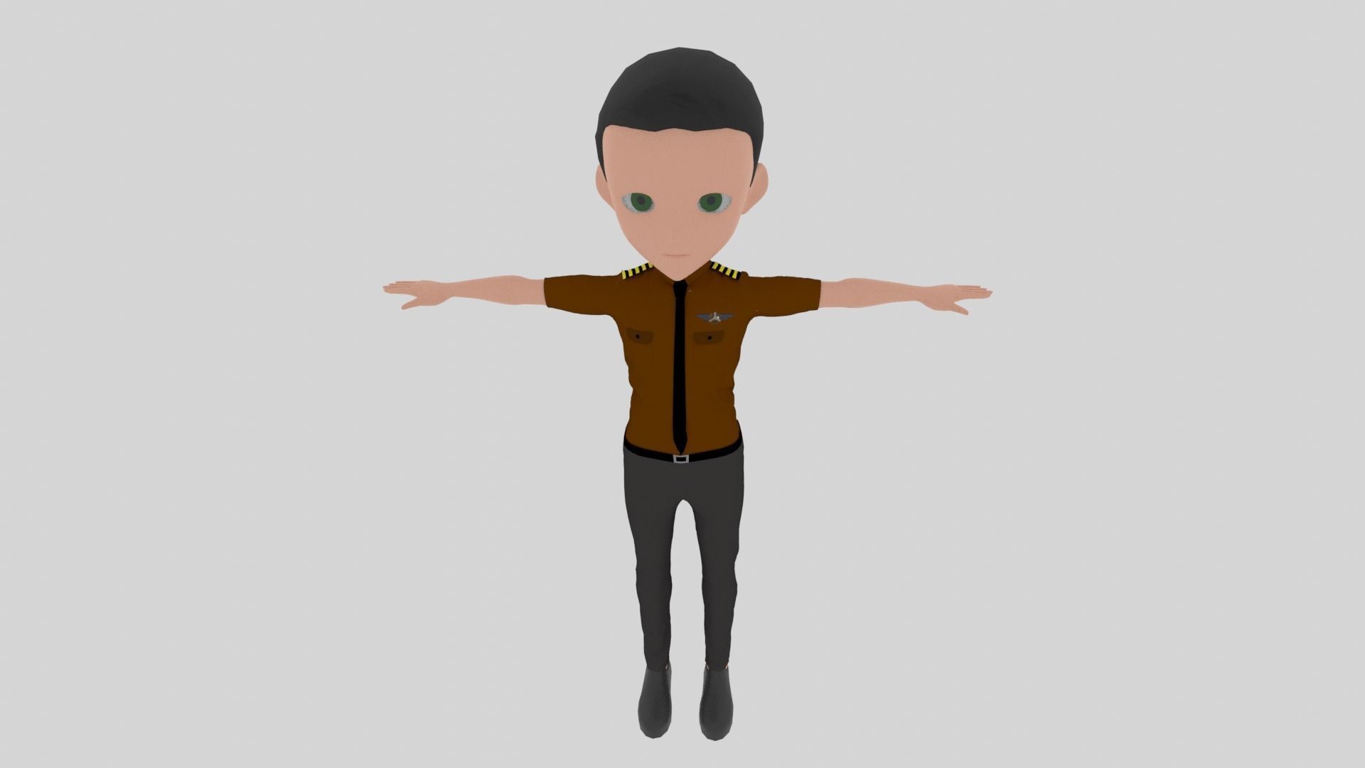 Pilot - Cartoon Character Man  Low-poly 3D model_5