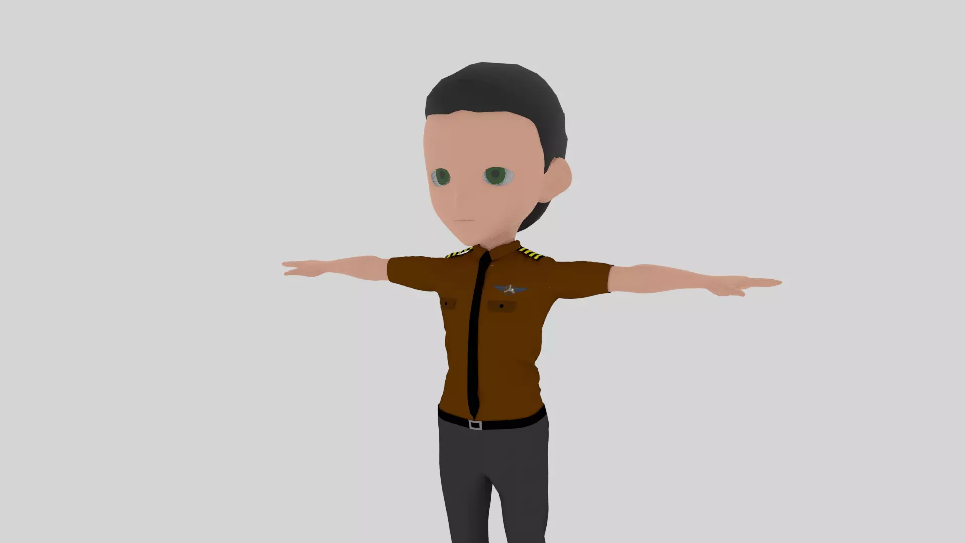 Pilot - Cartoon Character Man  Low-poly 3D model_0