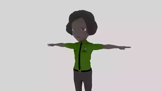 Pilot - Cartoon Character Afro Woman 