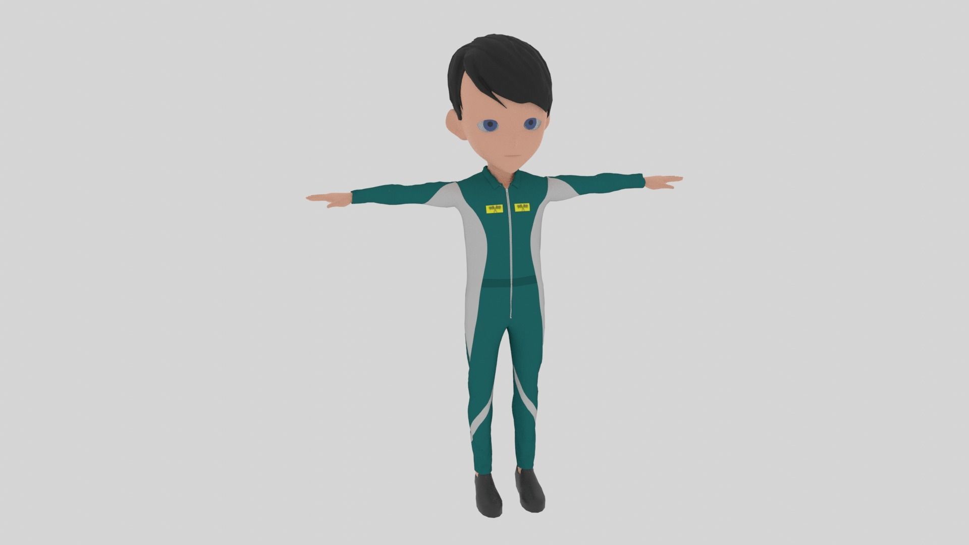 Racer - Cartoon Character Man Low-poly 3D model_1