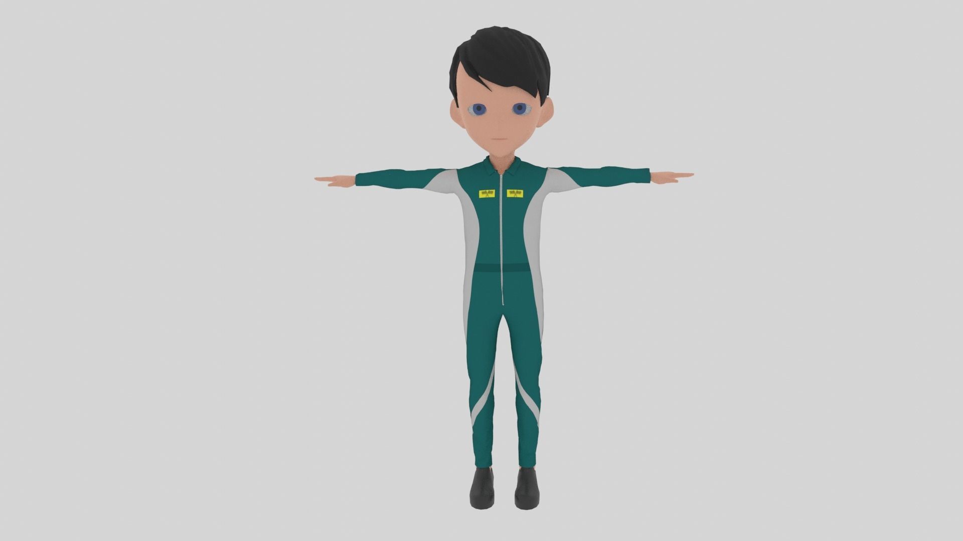 Racer - Cartoon Character Man Low-poly 3D model_3