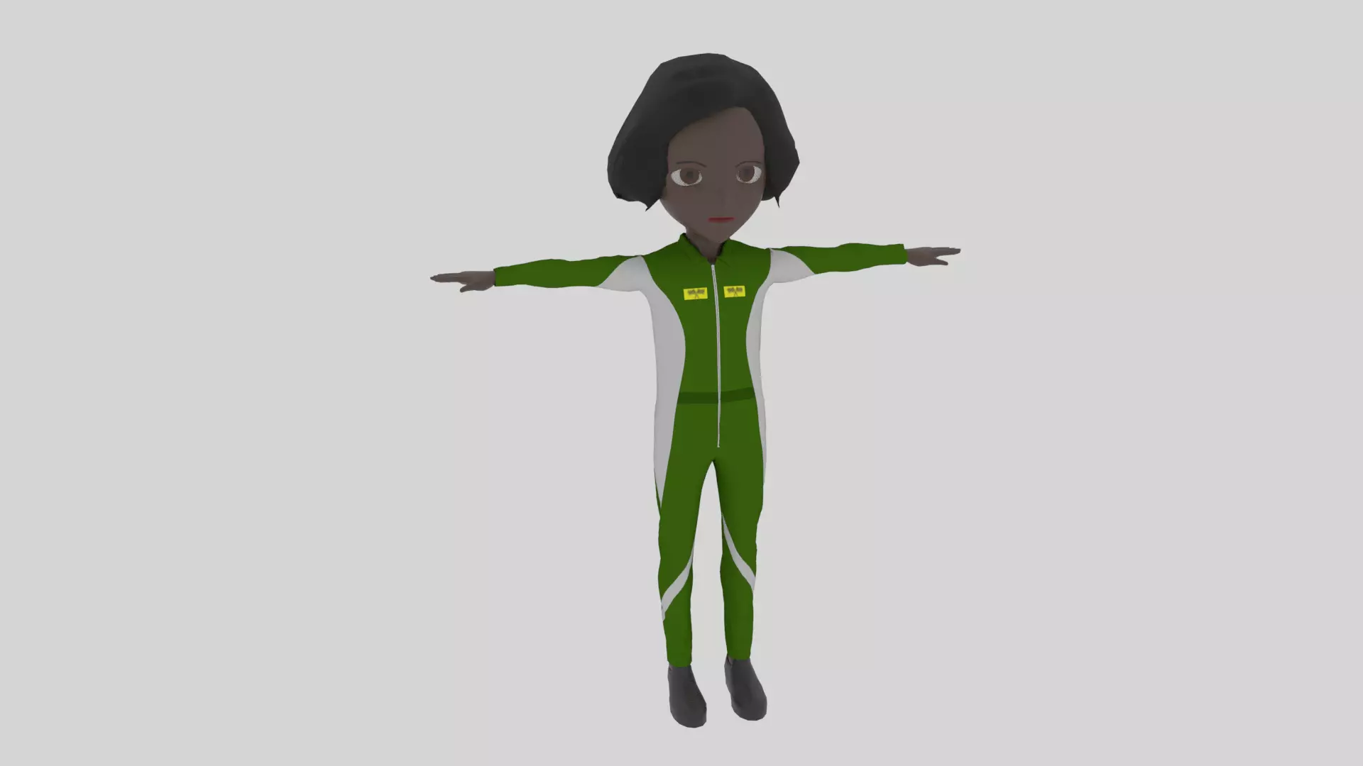 Racer - Cartoon Character Afro Woman Low-poly 3D model_0