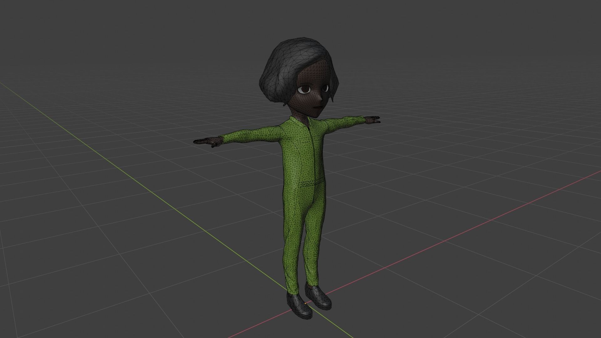 Racer - Cartoon Character Afro Woman Low-poly 3D model_6