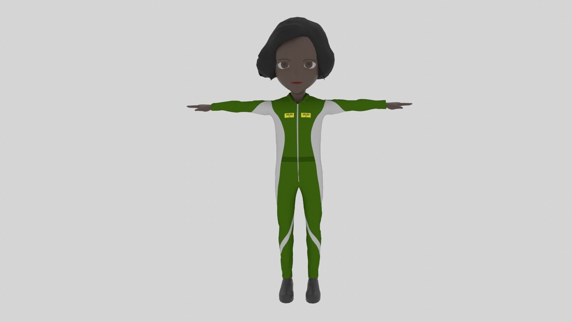 Racer - Cartoon Character Afro Woman Low-poly 3D model_2