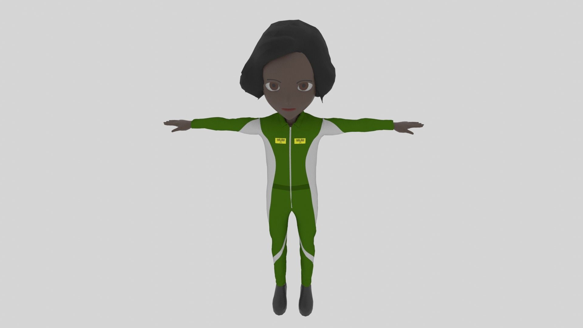 Racer - Cartoon Character Afro Woman Low-poly 3D model_5