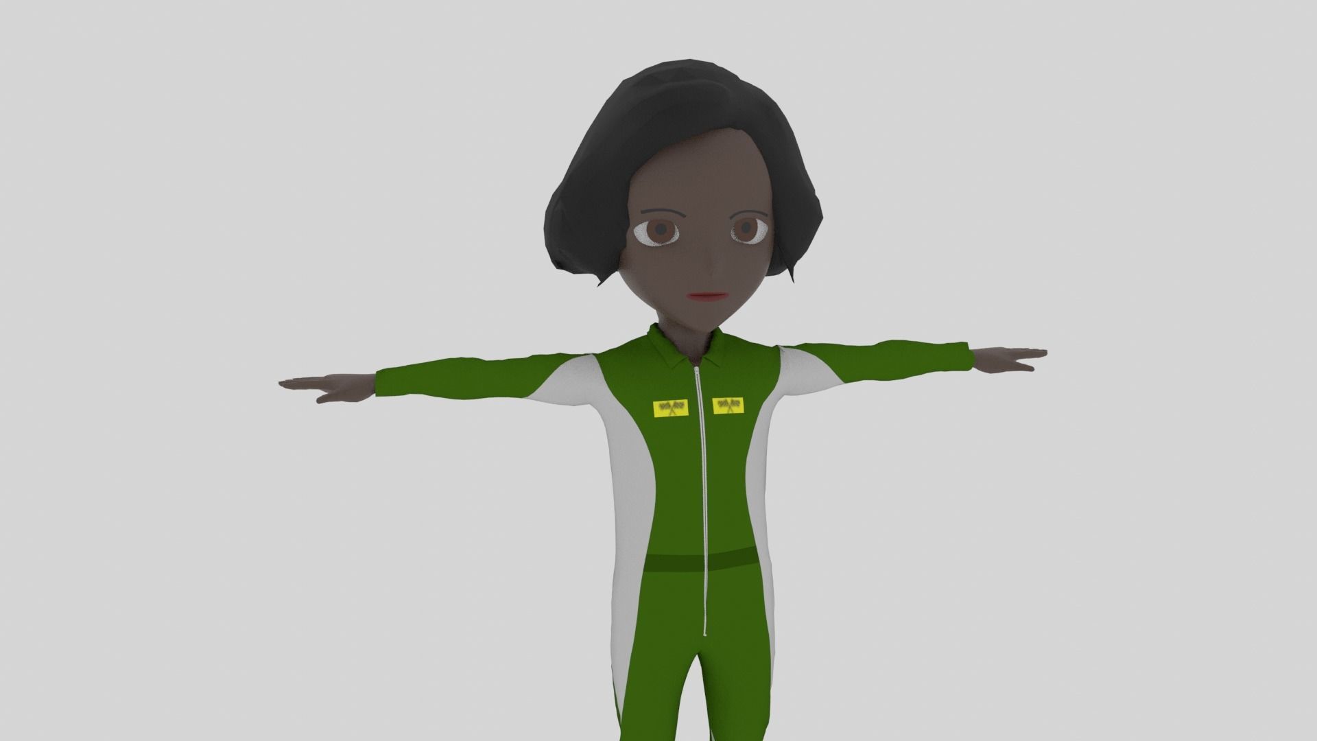 Racer - Cartoon Character Afro Woman Low-poly 3D model_3