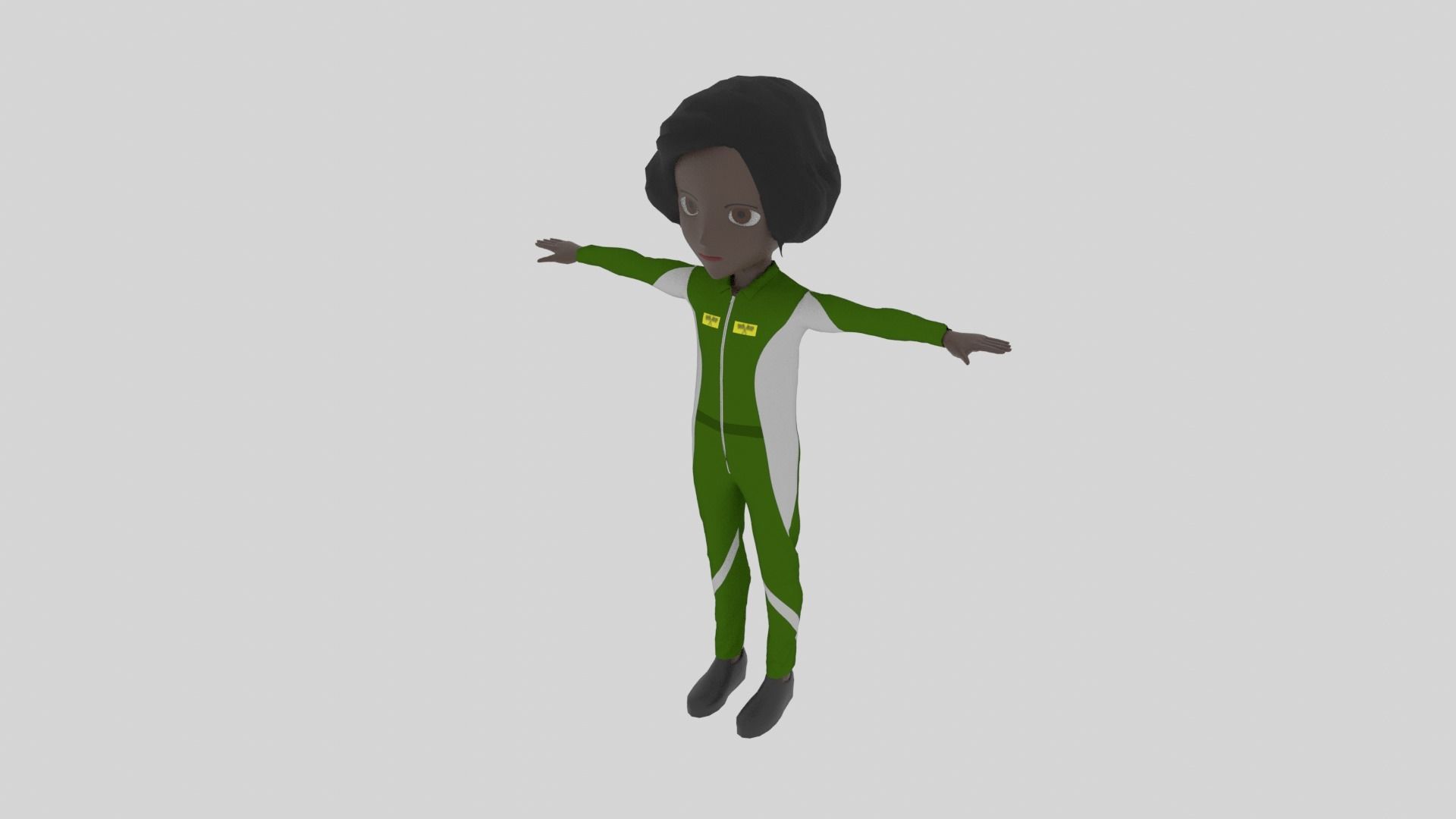 Racer - Cartoon Character Afro Woman Low-poly 3D model_1