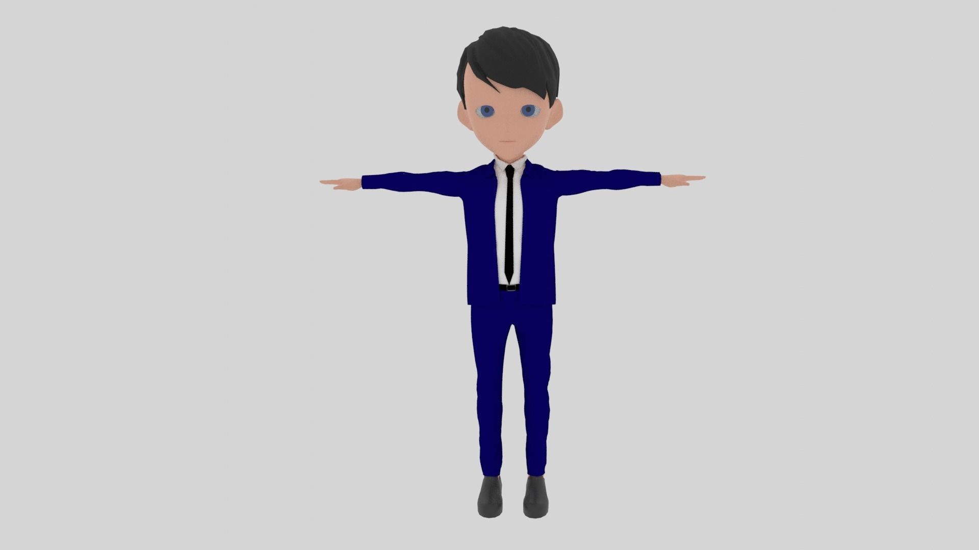Cartoon Character Man With Suit Low-poly 3D model_2