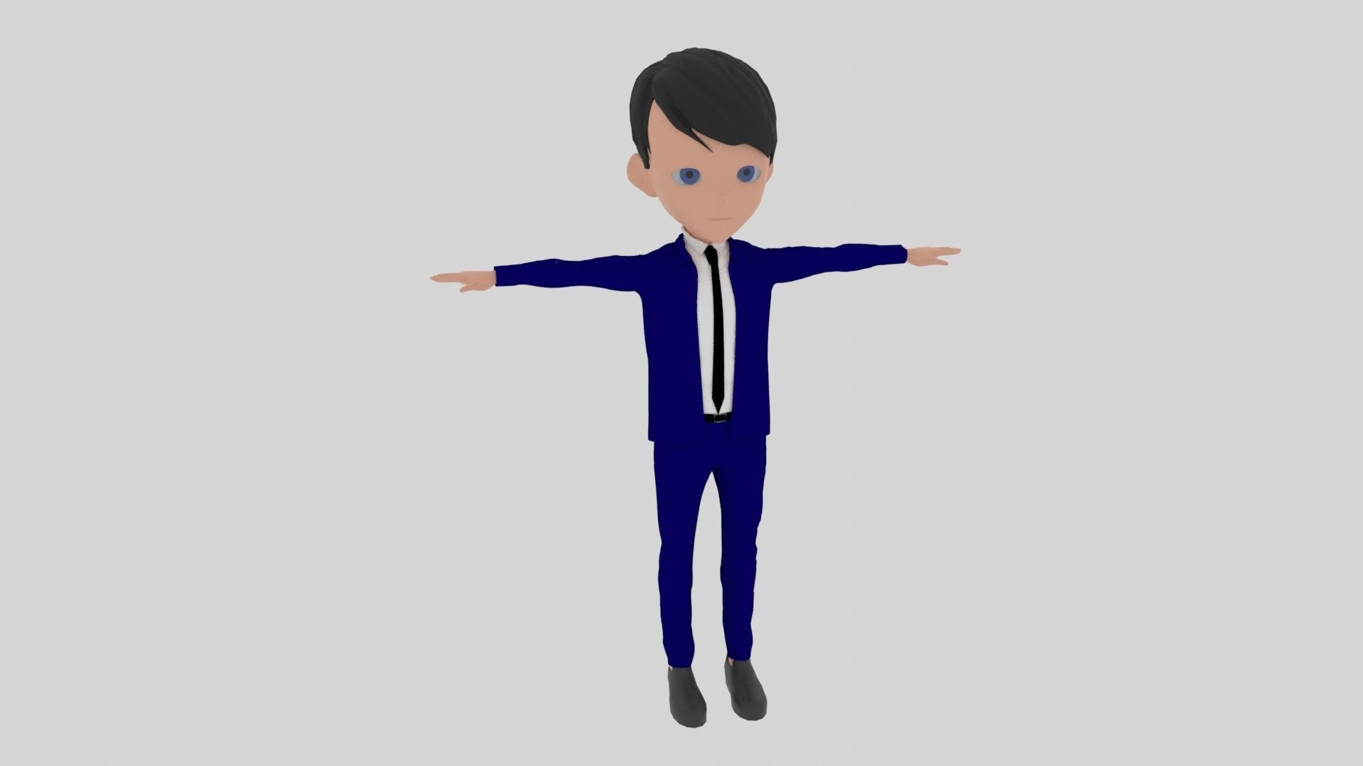 Cartoon Character Man With Suit Low-poly 3D model_1