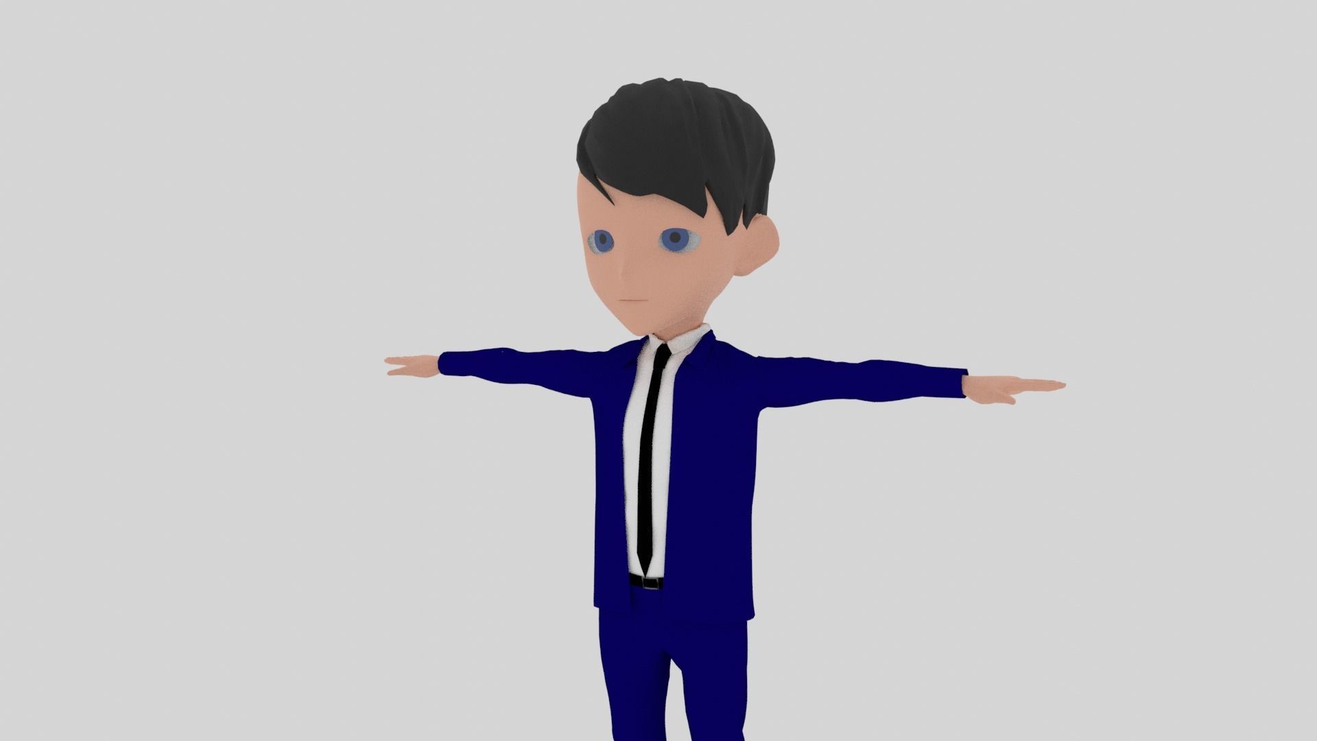 Cartoon Character Man With Suit Low-poly 3D model_4
