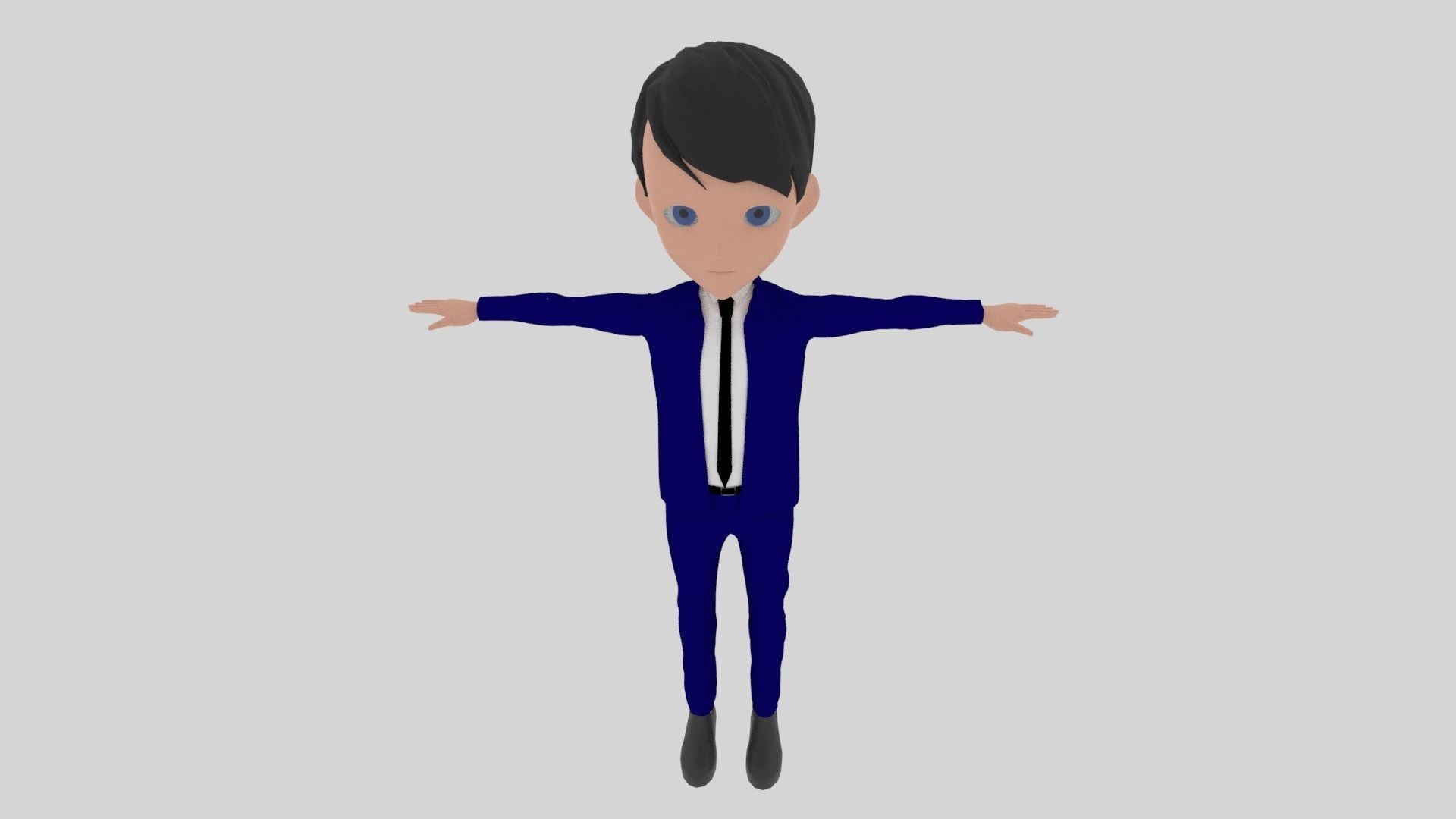 Cartoon Character Man With Suit Low-poly 3D model_5