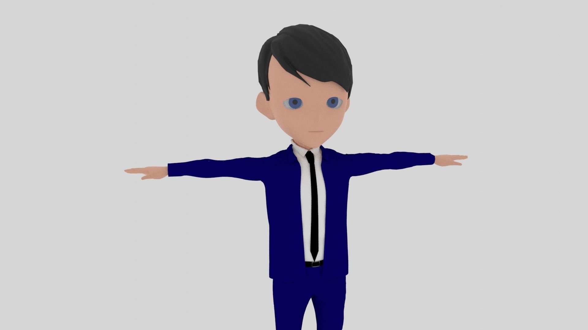 Cartoon Character Man With Suit Low-poly 3D model_3