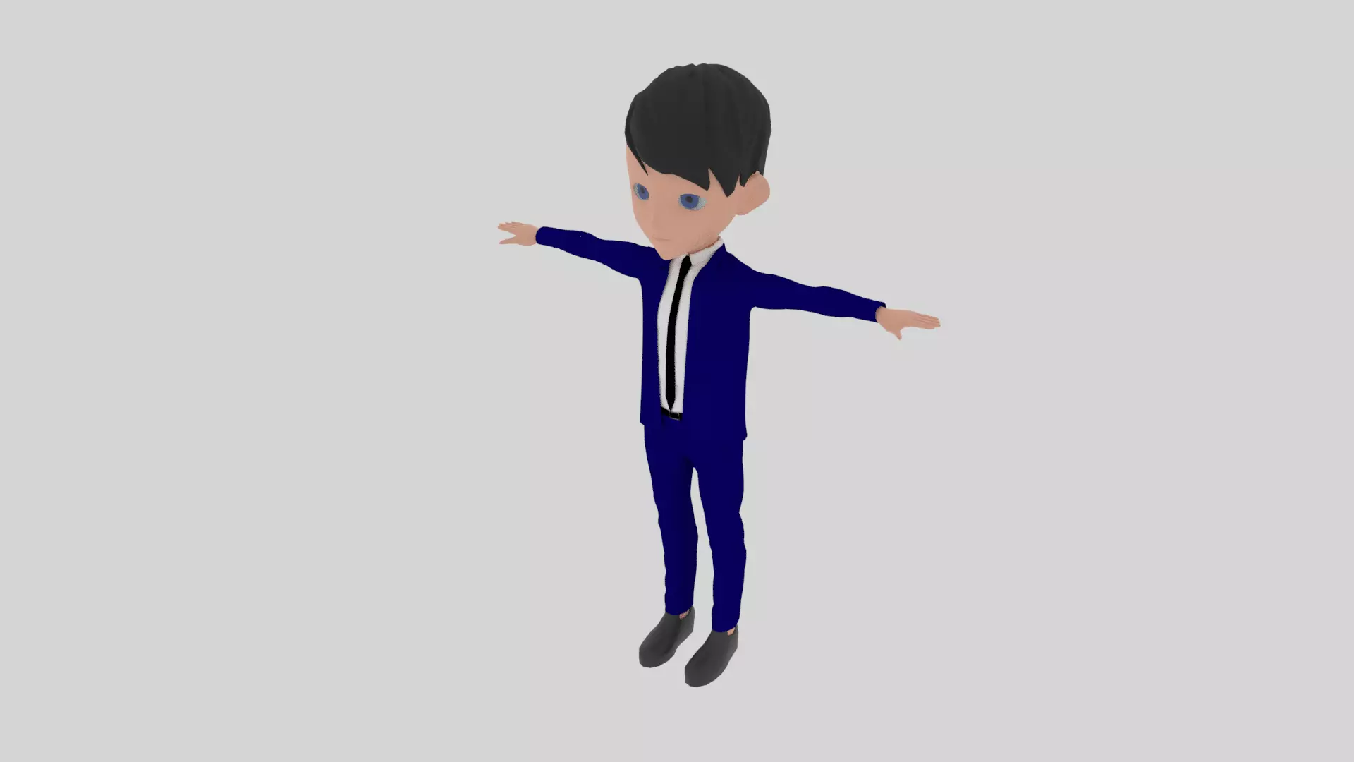 Cartoon Character Man With Suit Low-poly 3D model_0