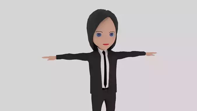 Cartoon Character Woman With Suit