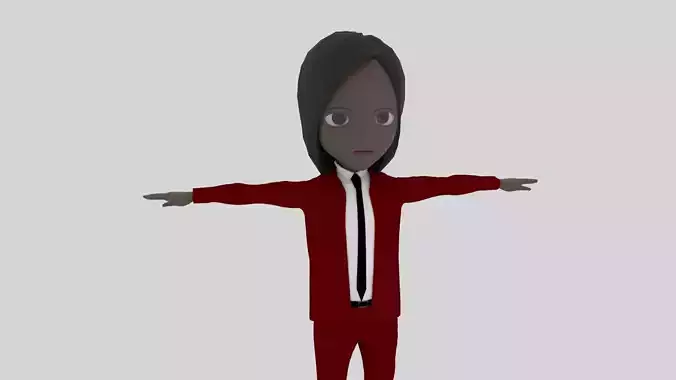 Cartoon Character Afro Woman With Suit