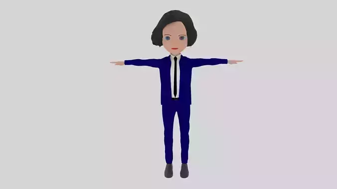 Cartoon Character Woman With Suit