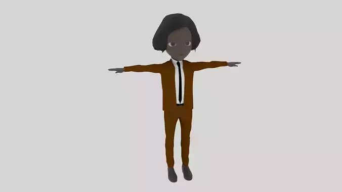 Cartoon Character Afro Woman With Suit