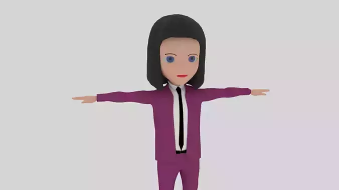 Cartoon Character Woman With Suit