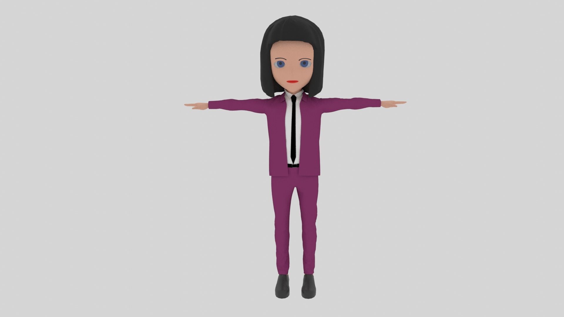 Cartoon Character Woman With Suit Low-poly 3D model_3