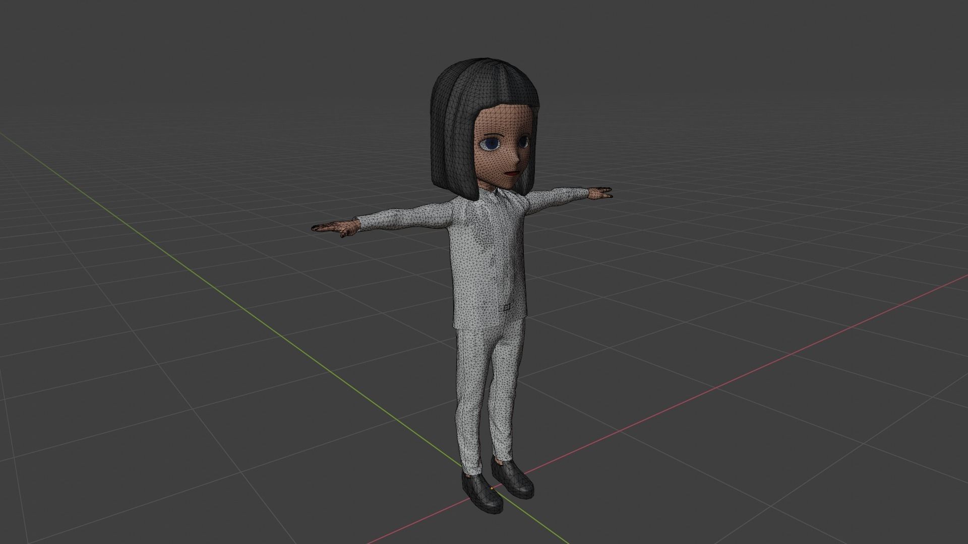 Cartoon Character Woman With Suit Low-poly 3D model_6