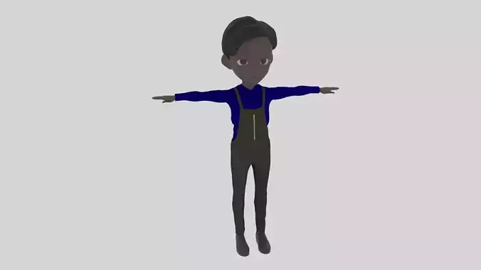 Plumber - Cartoon Character Afro Man Low-poly 3D model