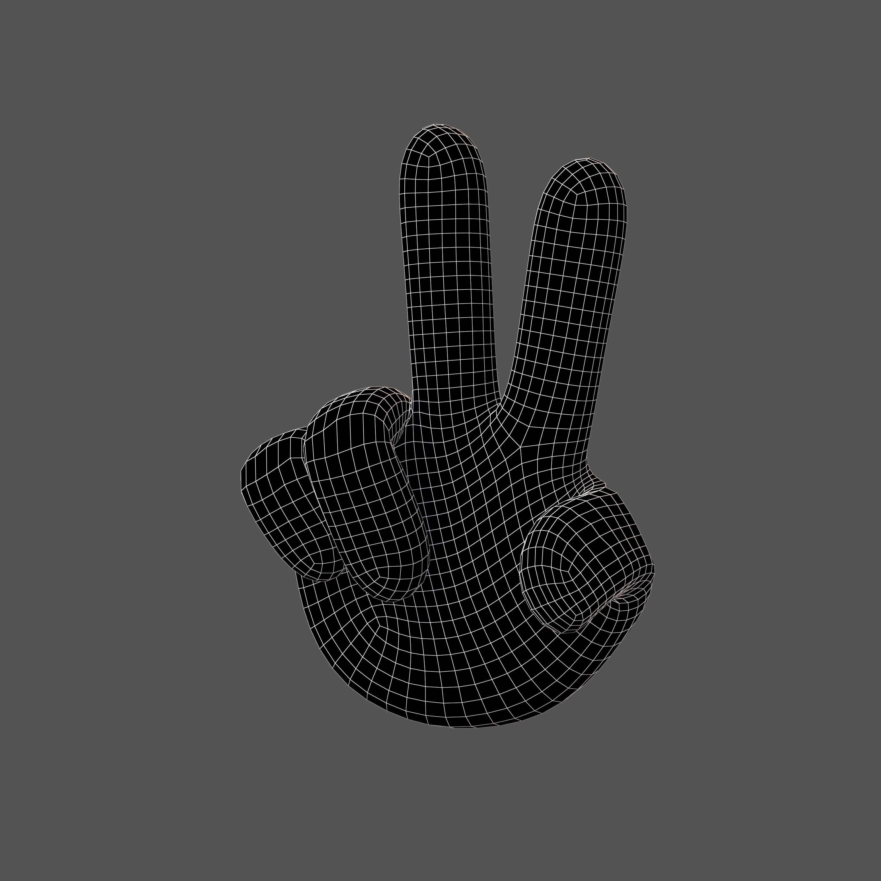 Two Finger Up Hand v1 003 Low-poly 3D model_4