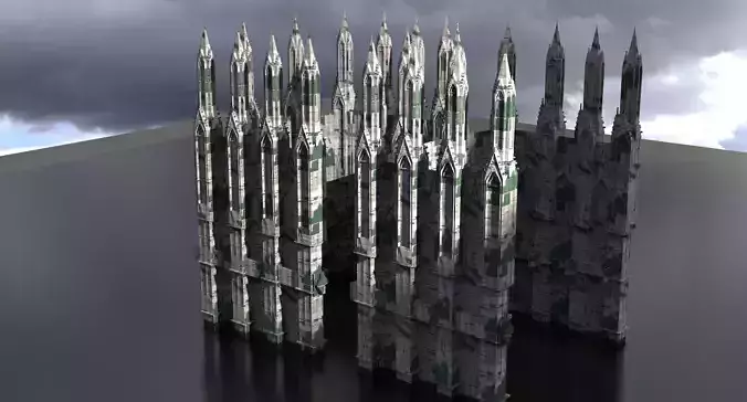 Alien Moss Ruins Tower Cathedral exterior 2  3D model