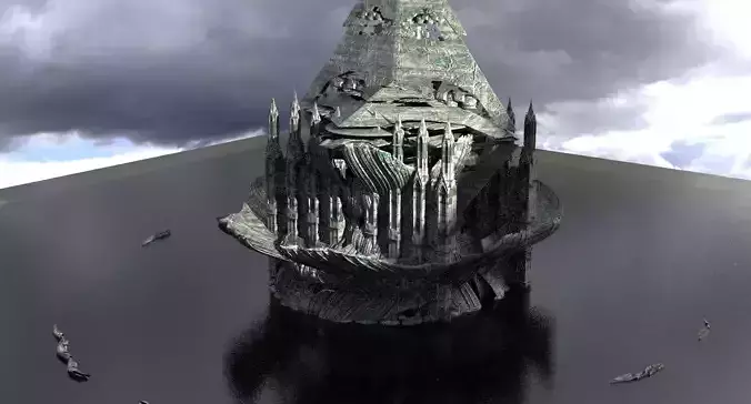 Moss Ruins Tower Cathedral exterior 3 3D model