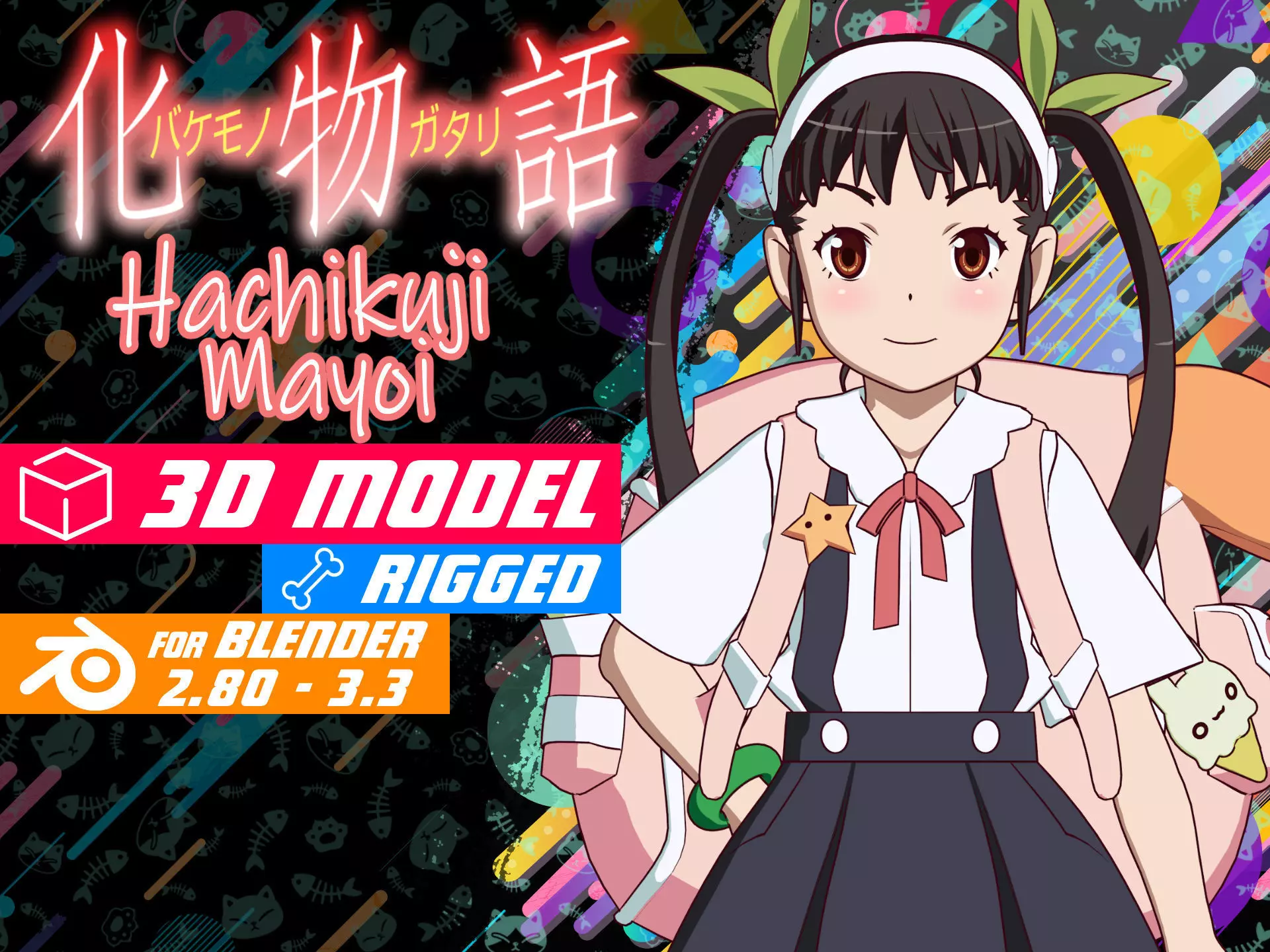 Hachikuji Mayoi - Bakemonogatari - Model 3D Blender 3D model_0