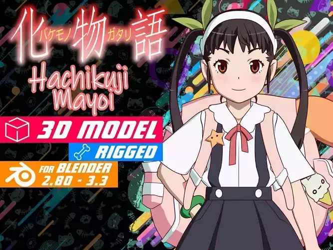 Hachikuji Mayoi - Bakemonogatari - Model 3D Blender 3D model Hachikuji Mayoi - Bakemonogatari - Model 3D Blender 3D model