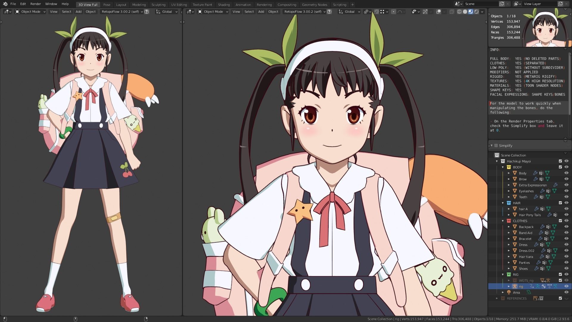 Hachikuji Mayoi - Bakemonogatari - Model 3D Blender 3D model_8
