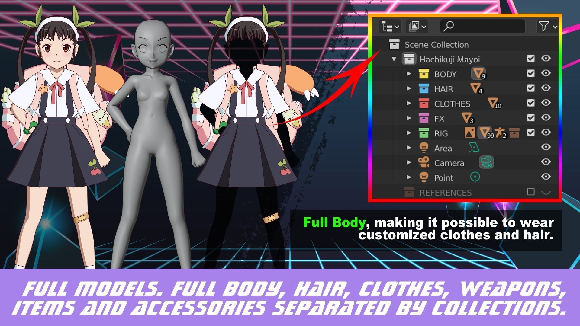 Hachikuji Mayoi - Bakemonogatari - Model 3D Blender 3D model_1