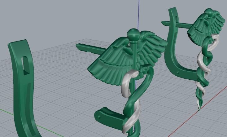 Earring caduceus Model 3690 3D print model_6