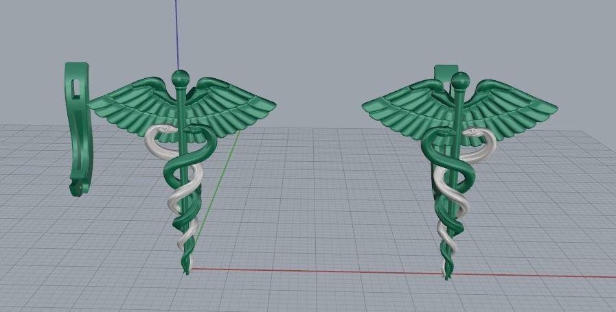 Earring caduceus Model 3690 3D print model_4