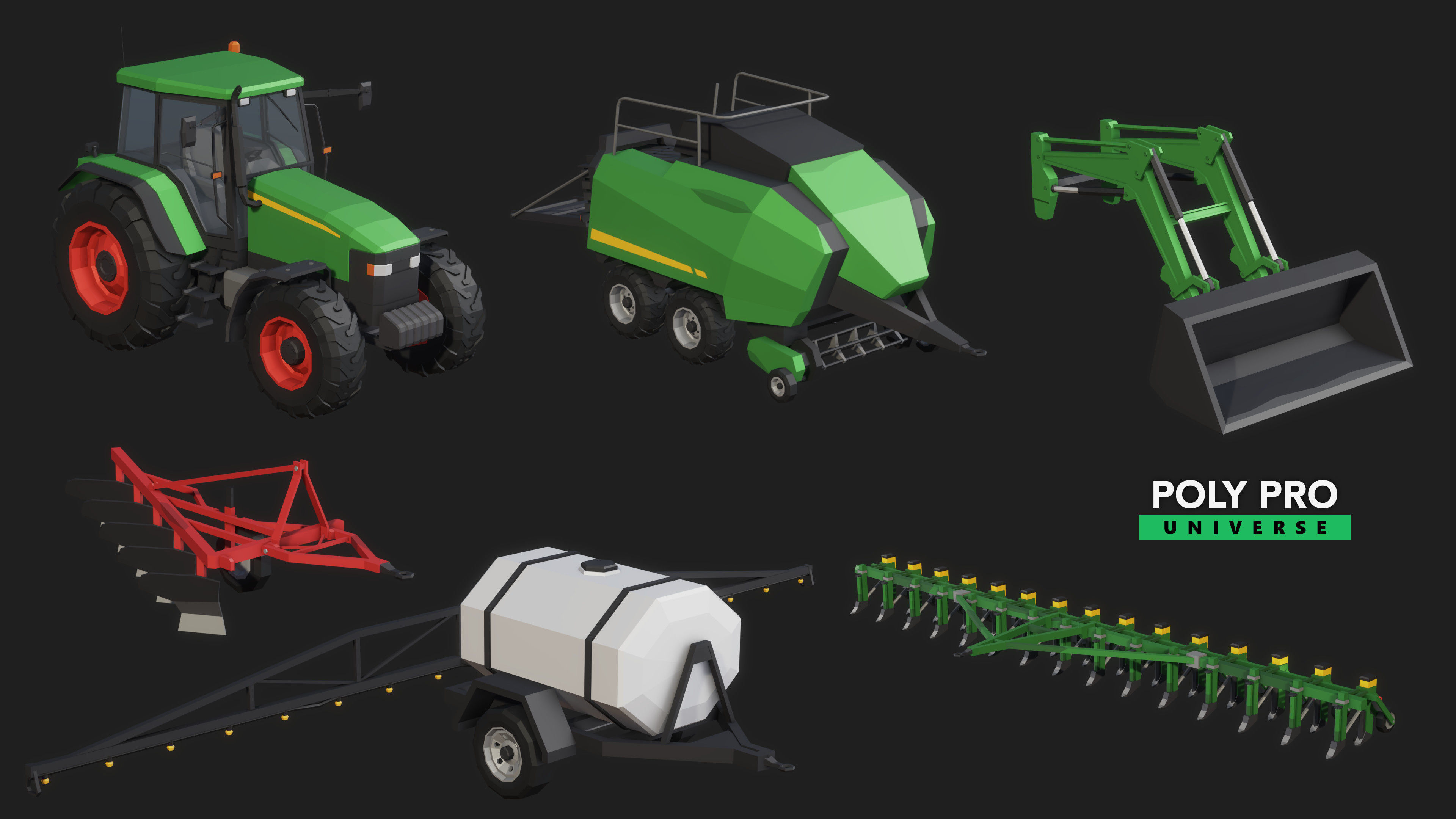 Poly Pro Vehicles Farm Low-poly 3D model_1
