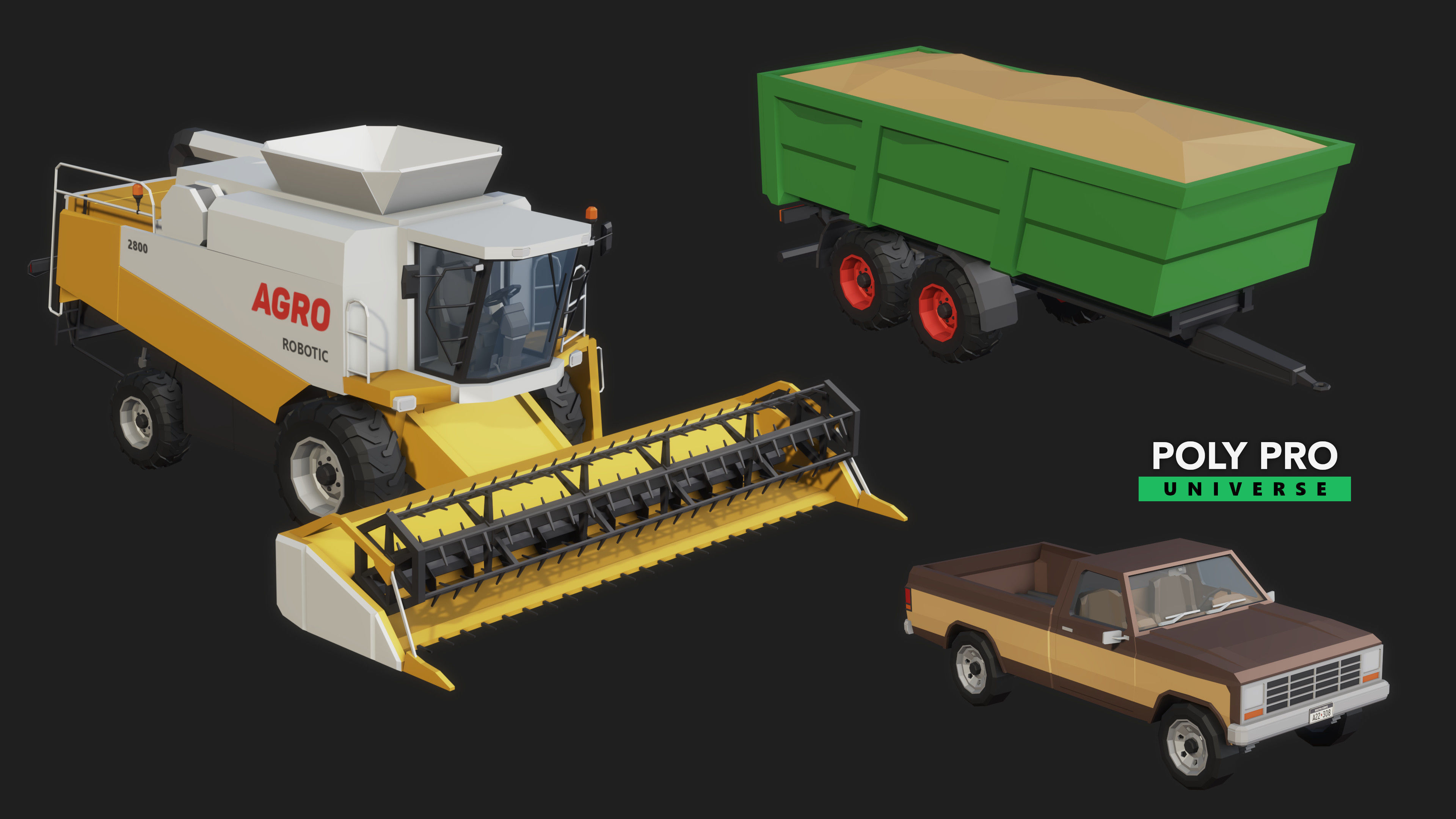 Poly Pro Vehicles Farm Low-poly 3D model_2
