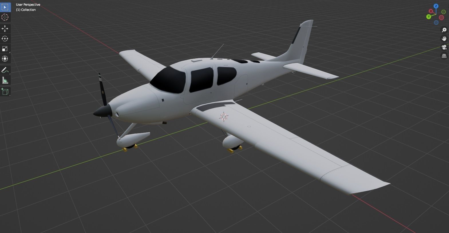 Cirrus SR22 Low Poly Static Airport Low-poly 3D model_9