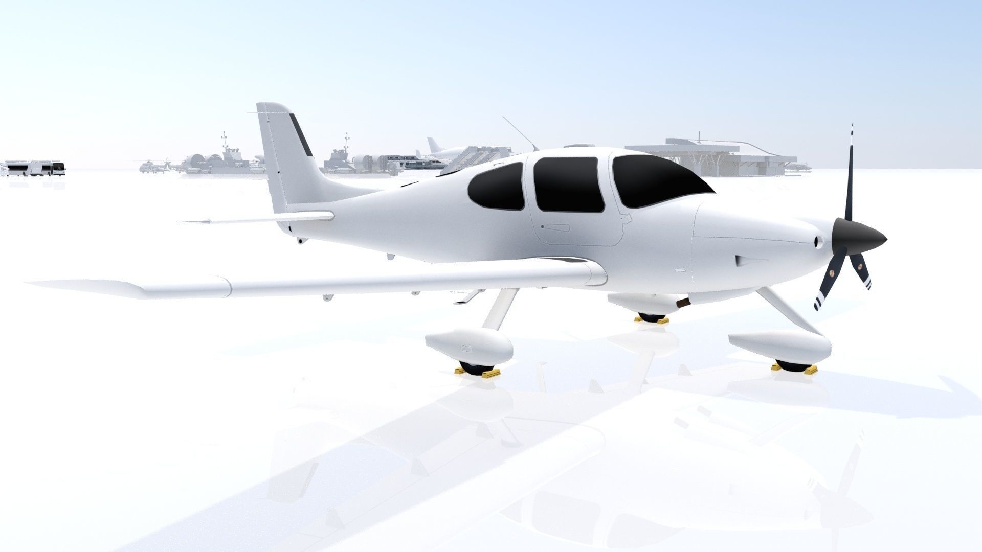 Cirrus SR22 Low Poly Static Airport Low-poly 3D model_1