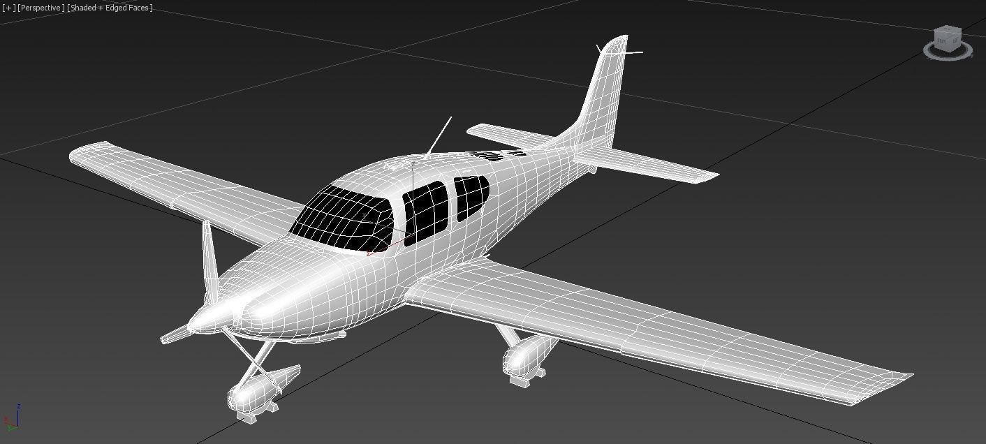 Cirrus SR22 Low Poly Static Airport Low-poly 3D model_4